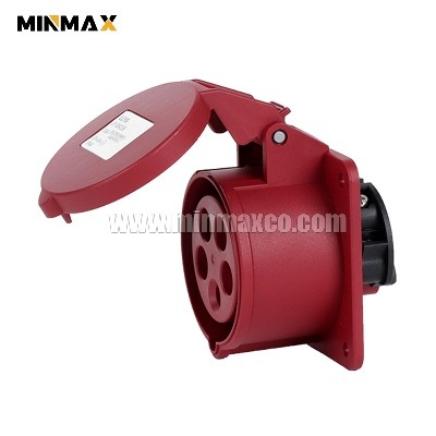 MM-GS4156 Female 5 pins 16A Waterproof Red Panel Socket for shipyards IP44