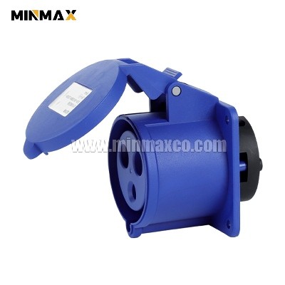 MM-GS4236 Female 3 pins 32A Waterproof Blue Panel Mounted Socket for Automobile production IP44