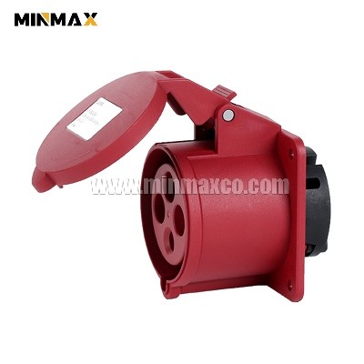 MM-GS4246 Female 4 pins 32A Waterproof Red CEE-flanged sockets for train stations IP44