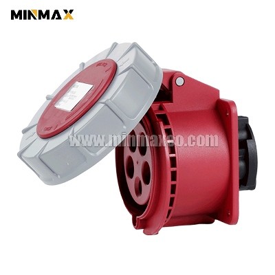 MM-GS7256 Female 5 pins 32A Waterproof Red Panel Mounted Socket for Construction sites IP67